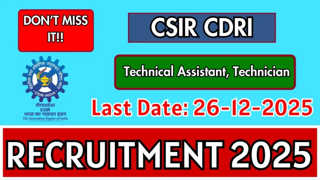 CSIR CDRI Recruitment 2025
