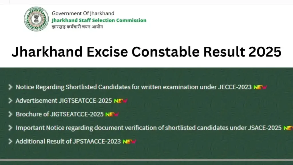JSSC Excise Constable Result 2025 OUT