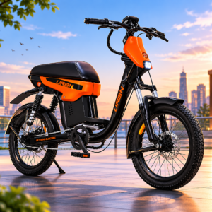 Motovolt URBN E-Moped Standard | 105KM Range Electric Bike | 250W BLDC Motor | Removable 20Ah Battery (Orange)